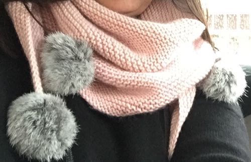 Pink Pom Pom Scarf